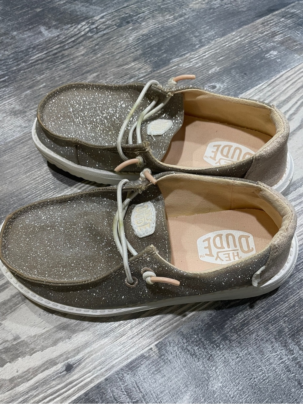 Hey Dude Kids Sparkle Slip-On Shoes - Silver with Pink Accents